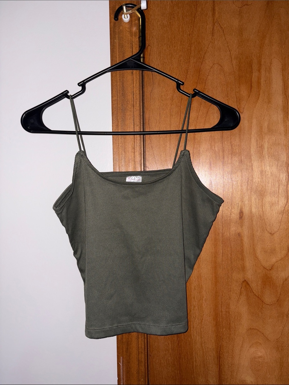No Boundaries Olive Green Ribbed Spaghetti Strap Camisole